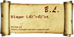 Blayer Lóránt névjegykártya